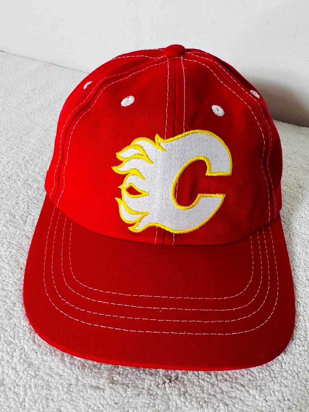 October’s Very Own OVO X NHL Calgary Flames Red Strapback Hat Embroidered Owl